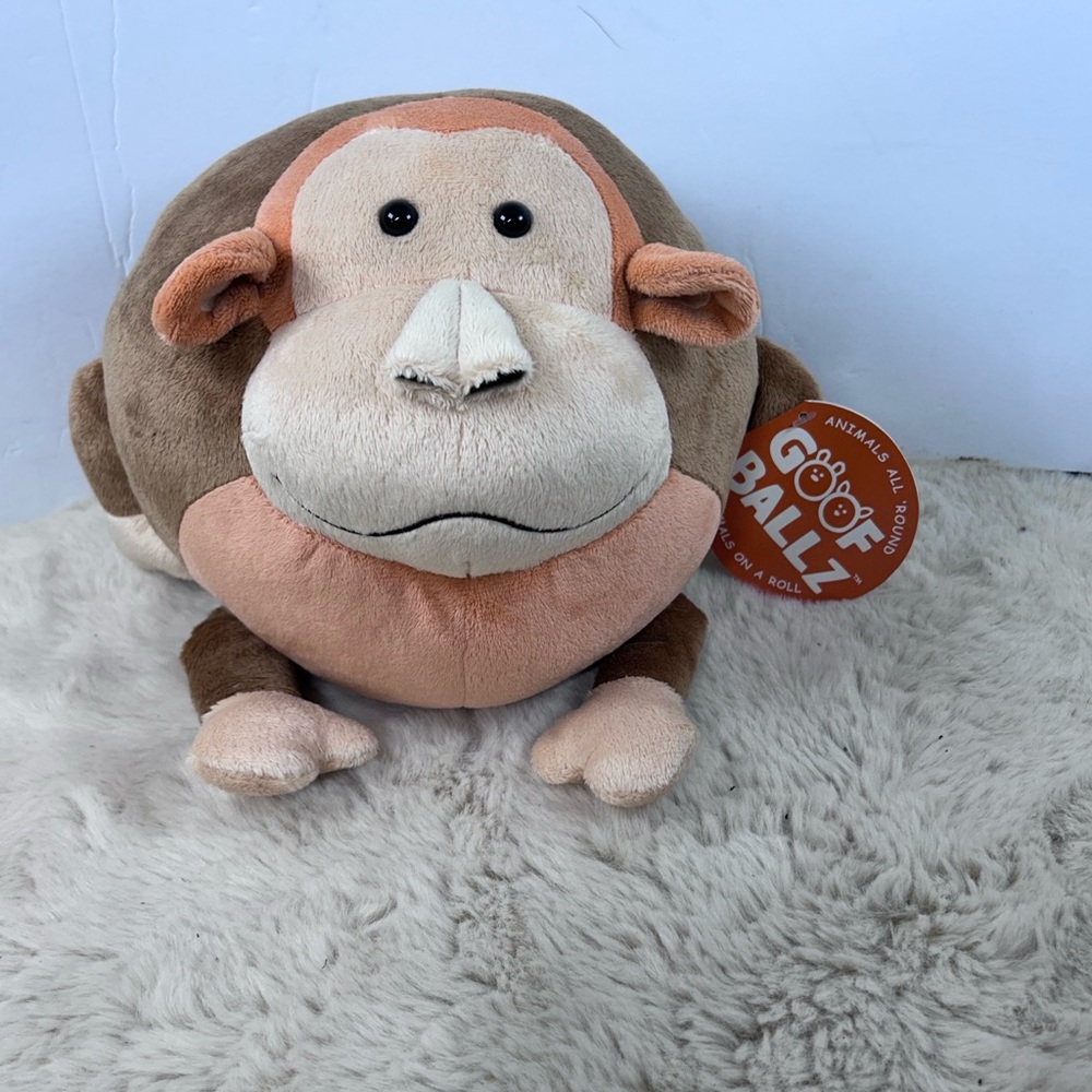 NWT GOOFBALLZ Charming‎ Brown and Cream Stuffed Monkey Toy